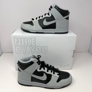 Nike Dunk High By You Men’s Retro Sneaker Sz 9.5 Shadow Grey Black Suede Leather